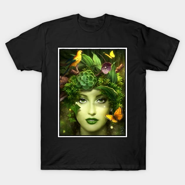 Green Goddess Dryad Fantasy T-Shirt by OrionLodubyal